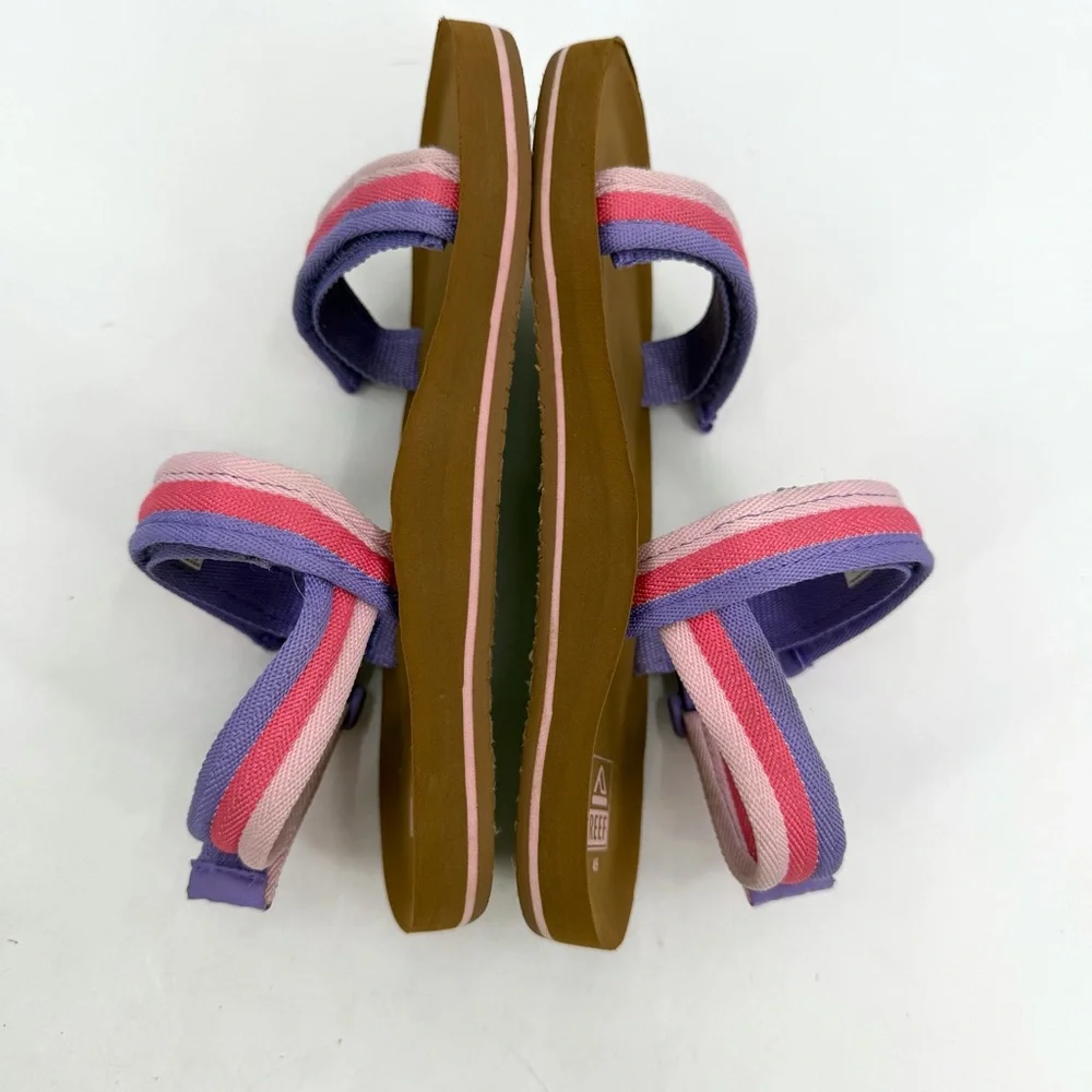 REEF Sandals Youth Girls 4/5 Little Ahi Convertible Pink Purple Stripes READ